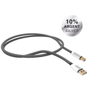   NorStone Jura USB A-B ezüstözött összekötő kábel - 0,75M