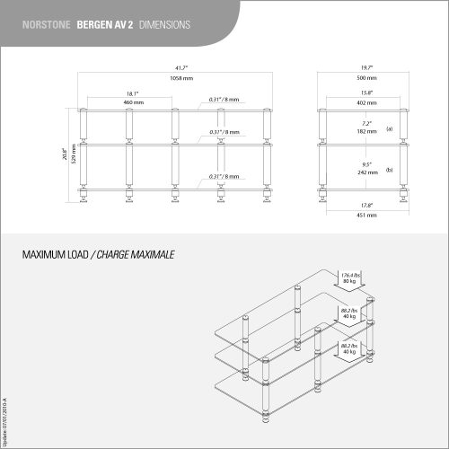NorStone Bergen 2 AV TV- és Hi-fi állvány fekete