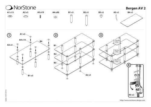 NorStone Bergen 2 AV TV- és Hi-fi állvány fekete