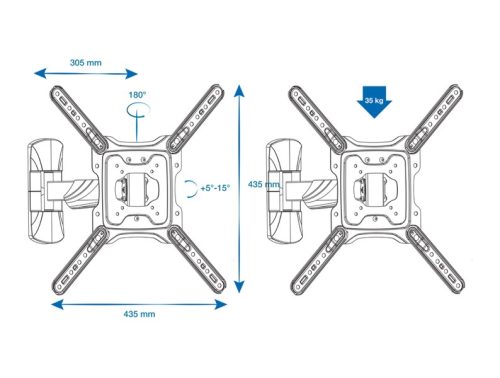 NorStone Skye 2355 univerzális fali TV konzol fekete