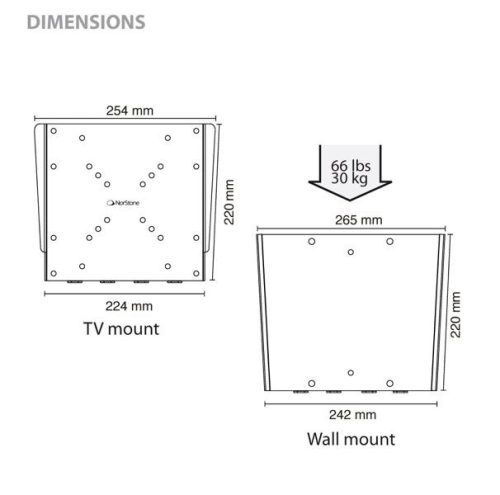 NorStone Slim V200 univerzális fali TV konzol fekete
