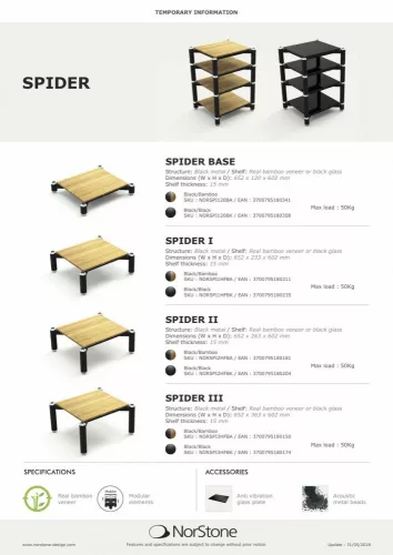 NorStone Spider 2 Bamboo audiofil készüléktartó állvány 