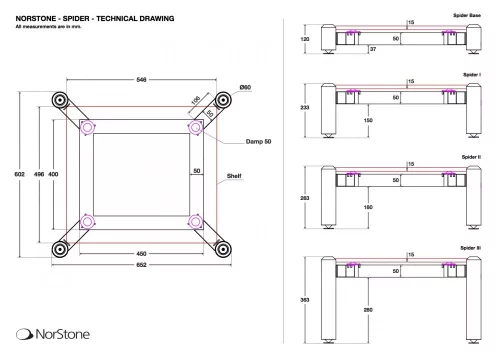 NorStone Spider 3 Bamboo audiofil készüléktartó állvány 
