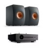 Quad Artera Solus Play sztereó erősítő + KEF LS50 Meta polc hangfal, szettben (fekete/fekete