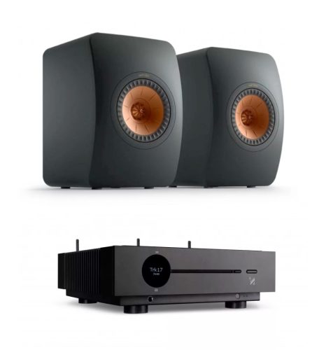 Quad Artera Solus Play sztereó erősítő + KEF LS50 Meta polc hangfal, szettben (fekete/fekete