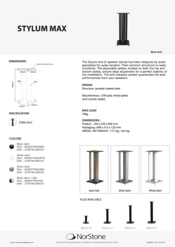 NorStone Stylum MAX hangfal állvány- tölgy