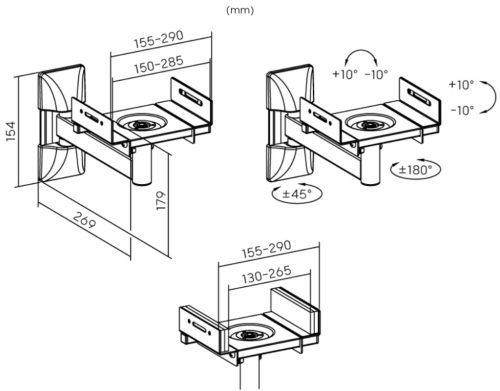 Taga Harmony TSS-50W fali hangsugárzó tartó(pár) - fekete