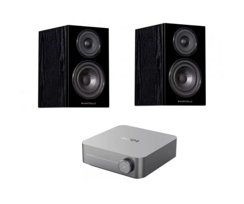 WiiM AMP hálózatképes sztereó erősítő  + Wharfedale Diamond 12.1 hangfal, szettben - szürke/fekete