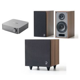   WiiM AMP hálózatképes sztereó erősítő  + Elipson Horus 6B hangfal + Horus 8S mélyláda, szettben - fekete/dió