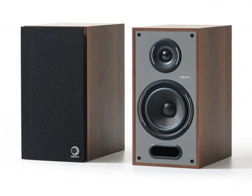 WiiM AMP hálózatképes sztereó erősítő  + Elipson Horus 6B hangfal + Horus 8S mélyláda, szettben - fekete/dió