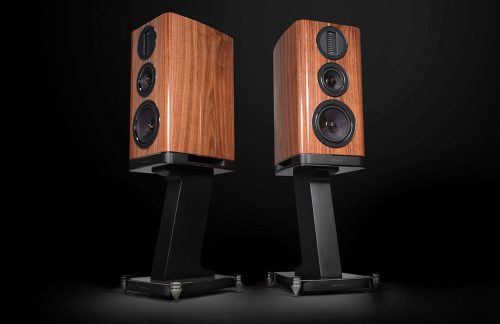 Wharfedale AURA 2 hangfal + EVO 5.2 Stand állvány, szettben - dió/fekete