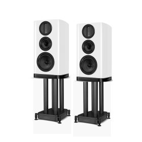  Wharfedale AURA 2 -hangfal + EVO 5.2 Stand állvány, szettben - fehér/fekete